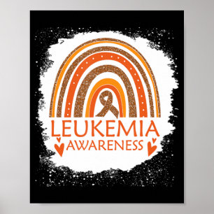 Leukaemia Awareness Bleached Rainbow Orange Ribbon Poster
