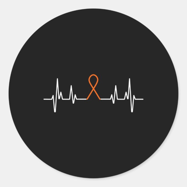 Leukaemia Awareness Blood Cancer Orange Ribbon Hea Classic Round Sticker (Front)