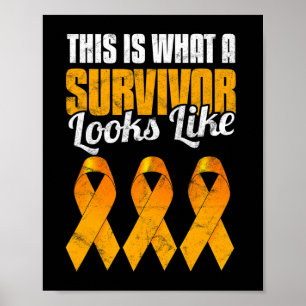 Leukaemia Awareness Cancer Survivor Orange Ribbon Poster