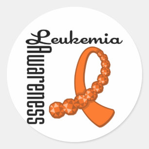 Leukaemia Awareness Gemstone Ribbon Classic Round Sticker