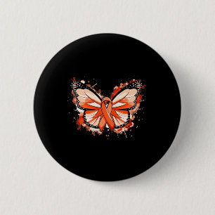Leukaemia Awareness Gifts Orange Ribbon Butterfly 6 Cm Round Badge