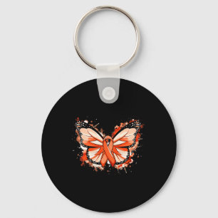 Leukaemia Awareness Gifts Orange Ribbon Butterfly Key Ring
