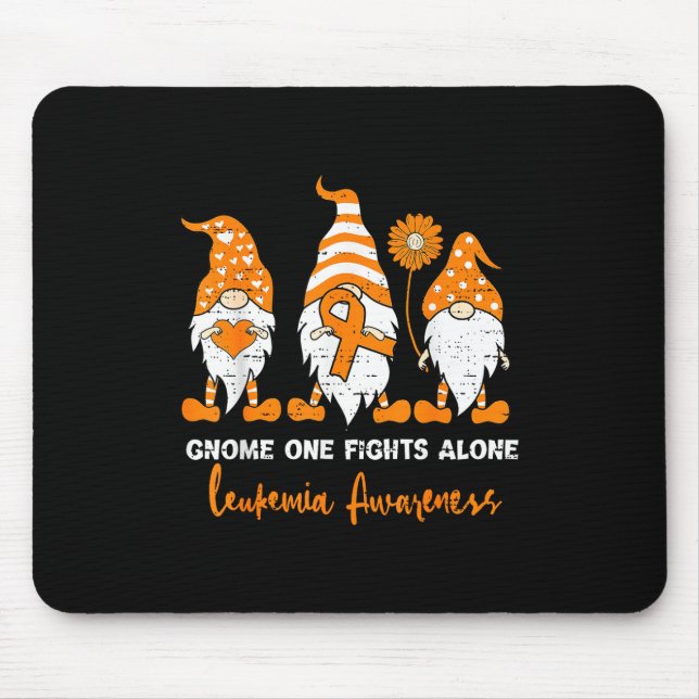 Leukaemia Awareness Gnome Ribbon Orange Support Gi Mouse Pad (Front)