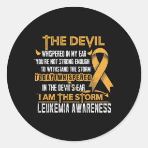 Leukaemia Awareness I Am The Storm Devil  Classic Round Sticker