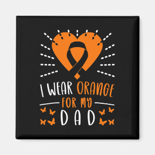 Leukaemia Awareness I Wear Orange For My Dad Heart Magnet