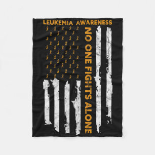 Leukaemia Awareness Month American Flag I'm A Warr Fleece Blanket