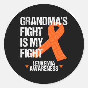 Leukaemia Awareness Month Grandma Fight Orange Rib Classic Round Sticker