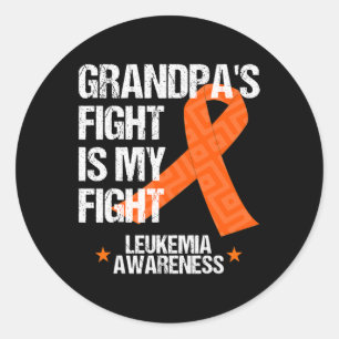Leukaemia Awareness Month Grandpa Fight Orange Rib Classic Round Sticker