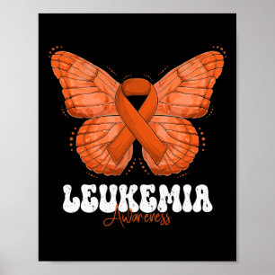 Leukaemia Awareness Month Orange Ribbon Butterfly Poster