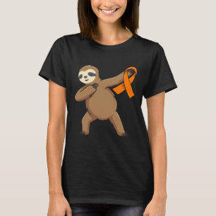 Leukaemia Awareness Month Orange Ribbon Dabbing Sl T-Shirt