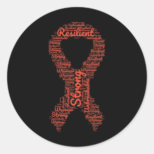 Leukaemia Awareness Month Orange Ribbon With Words Classic Round Sticker