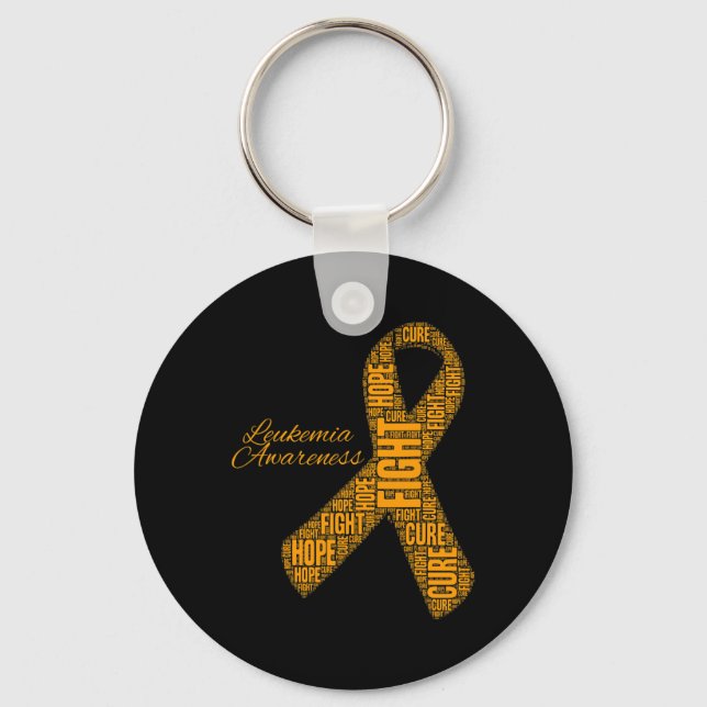 Leukaemia Awareness Orange Ribbon Fight Hope Cure  Key Ring (Front)