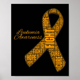 Leukaemia Awareness Orange Ribbon Fight Hope Cure Poster