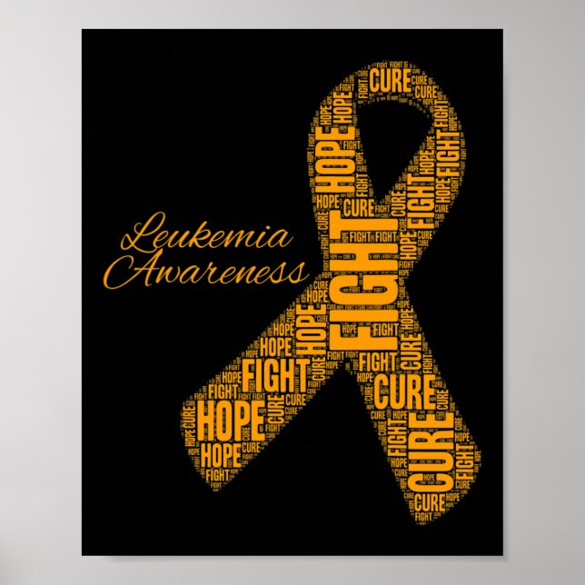 Leukaemia Awareness orange ribbon fight hope cure  Poster (Front)
