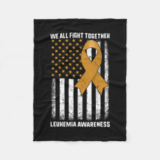 Leukaemia Awareness Orange Ribbon Usa Flag Warrior Fleece Blanket