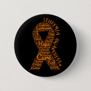 Leukaemia Awareness Orange Ribbon With Positive 6 Cm Round Badge