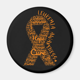 Leukaemia Awareness Orange Ribbon With Positive Magnet