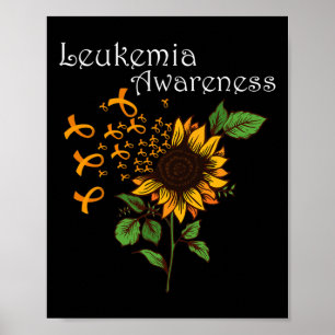 Leukaemia Awareness Orange Ribbon With Sunflower Poster