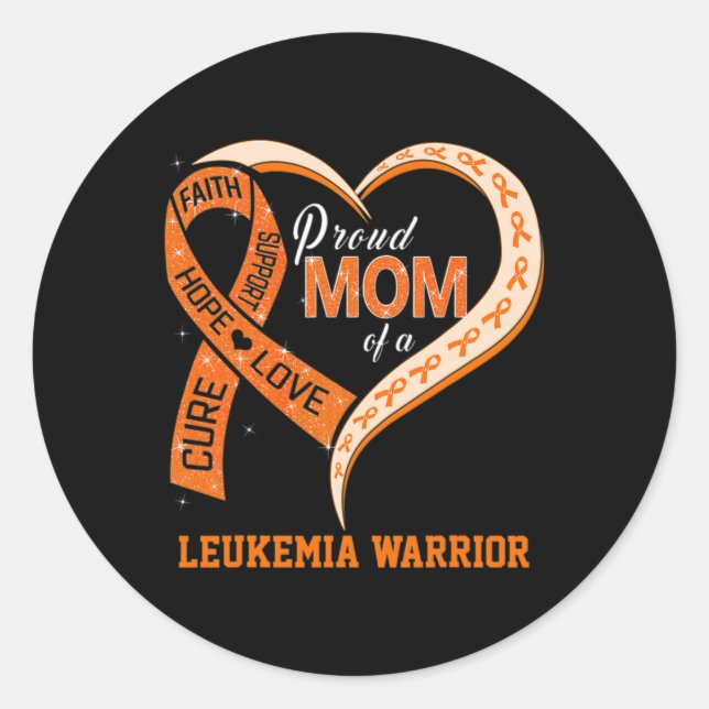Leukaemia Awareness Proud Mum Of A Leukaemia Warri Classic Round Sticker (Front)