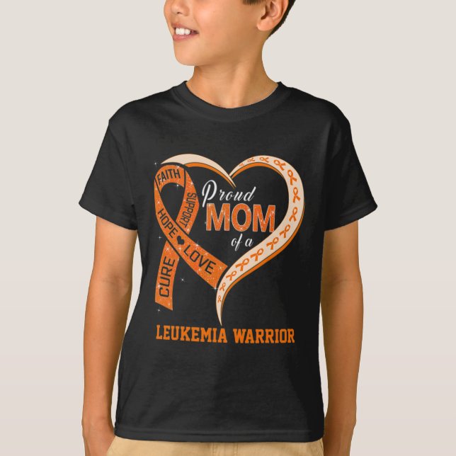Leukaemia Awareness Proud Mum Of A Leukaemia Warri T-Shirt (Front)