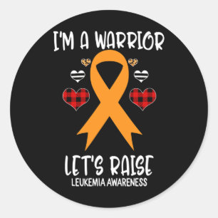 Leukaemia Awareness Ribbon I'm Warrior Let's Raise Classic Round Sticker