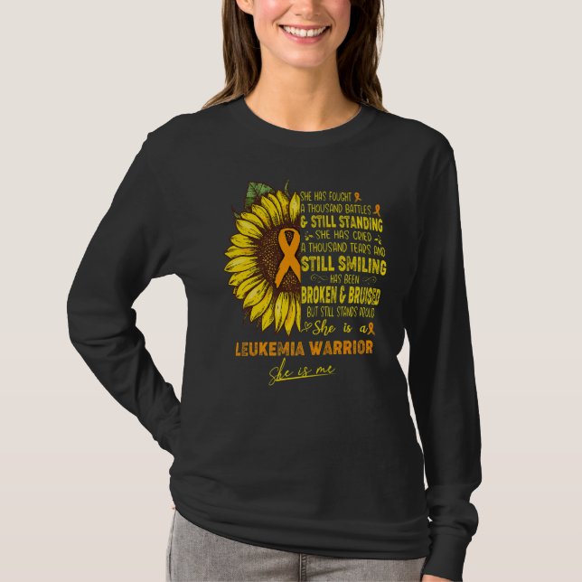 Leukaemia Awareness She Is A Leukaemia Warrior She T-Shirt (Front)