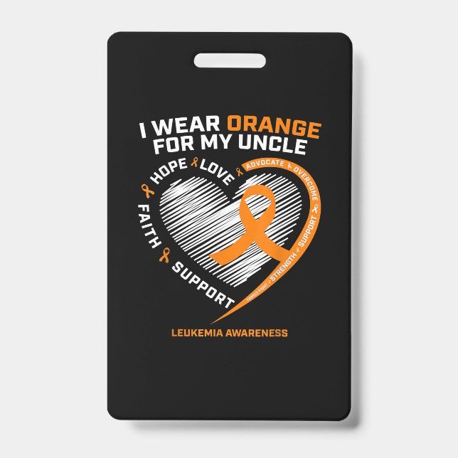 Leukaemia Awareness Shirts Uncle Mens Womens Kids ID Badge (Front)
