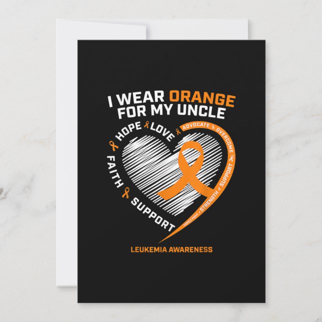 Leukaemia Awareness Shirts Uncle Mens Womens Kids Invitation (Front)