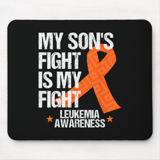Leukaemia Awareness  Son Fight Orange Ribbon Gift  Mouse Pad (Front)