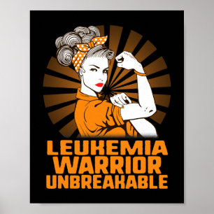 Leukaemia Awareness Strong Warrior Woman Orange Ri Poster