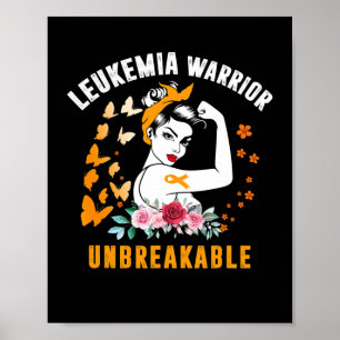 Leukaemia Awareness Strong Warrior Woman Orange Ri Poster