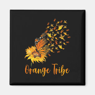 Leukaemia Awareness Sunflower Butterfly Orange Rib Magnet