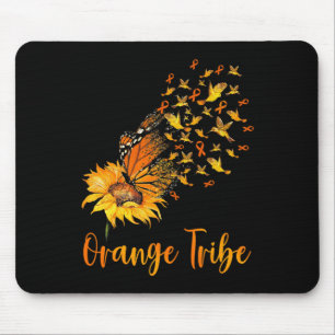 Leukaemia Awareness Sunflower Butterfly Orange Rib Mouse Pad