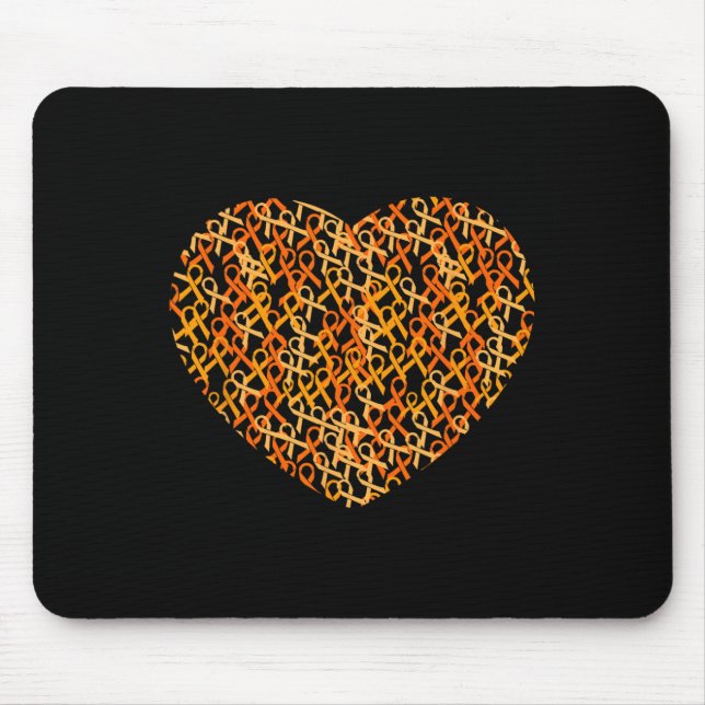 Leukaemia Awareness Support Orange Ribbon Heart  Mouse Pad (Front)