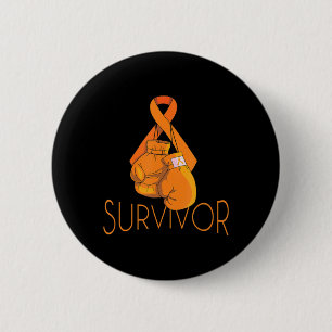 Leukaemia Awareness Survivor Orange Ribbon Boxing  6 Cm Round Badge