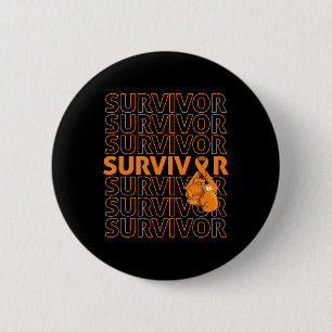 Leukaemia Awareness Survivor Orange Ribbon Boxing  6 Cm Round Badge