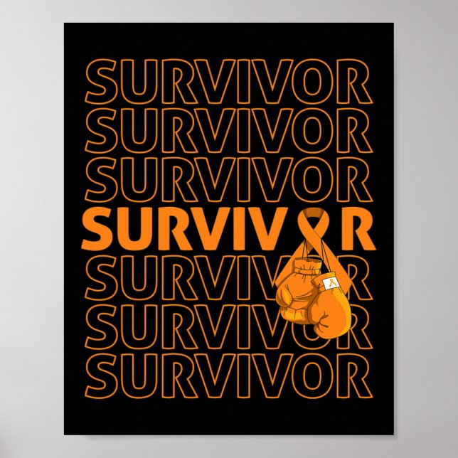 Leukaemia Awareness Survivor Orange Ribbon Boxing  Poster (Front)