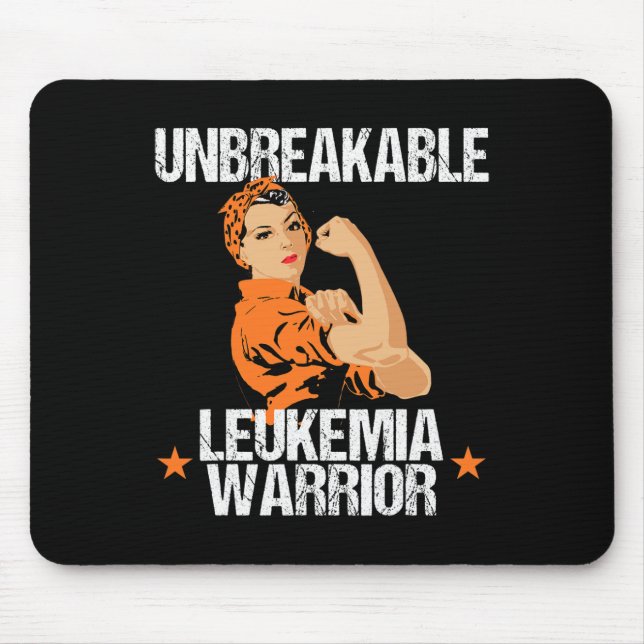 Leukaemia Awareness  Unbreakable Warrior Orange Ri Mouse Pad (Front)