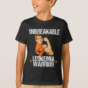 Leukaemia Awareness Unbreakable Warrior Orange Ri T-Shirt
