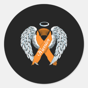 Leukaemia Awareness Warrior Orange Ribbon and Ange Classic Round Sticker