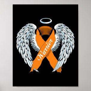 Leukaemia Awareness Warrior Orange Ribbon and Ange Poster