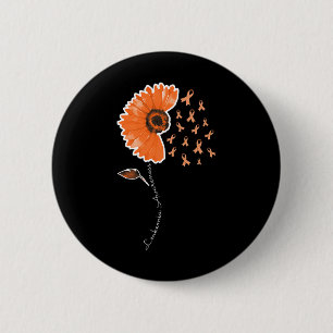 Leukaemia Awareness Warrior Orange Ribbon Sunflowe 6 Cm Round Badge