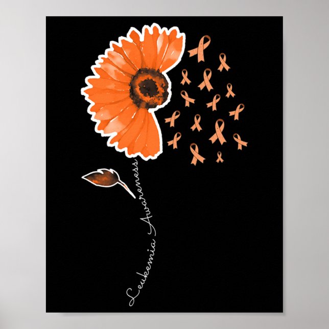 Leukaemia Awareness Warrior Orange Ribbon Sunflowe Poster (Front)