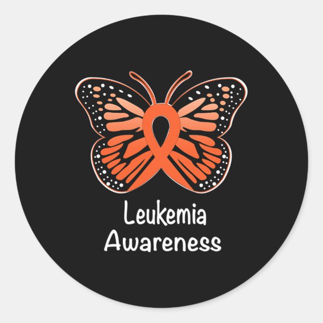 Leukaemia Awareness Warrior Support Survivor Orang Classic Round Sticker (Front)