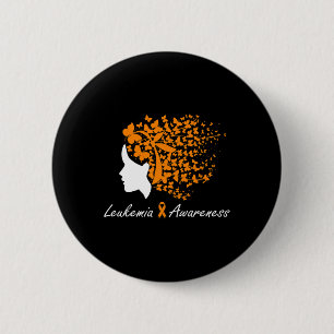 Leukaemia Awareness - Women Butterflies Hair Purpl 6 Cm Round Badge