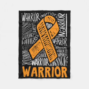 Leukaemia Blood Cancer Warrior Orange Ribbon Aware Fleece Blanket