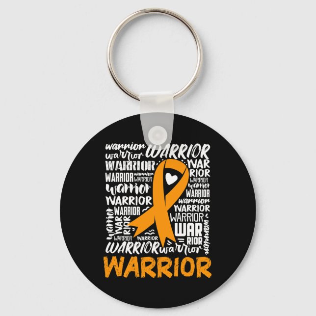 Leukaemia Blood Cancer Warrior Orange Ribbon Aware Key Ring (Front)