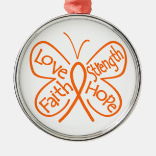 Leukaemia Butterfly Inspiring Words Metal Tree Decoration