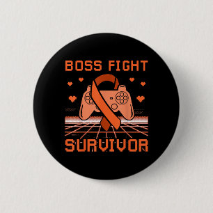 Leukaemia Cancer Awareness Boss Fight Survivor 6 Cm Round Badge
