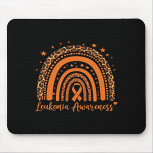 Leukaemia Cancer Awareness Leopard Orange Ribbon Mouse Pad